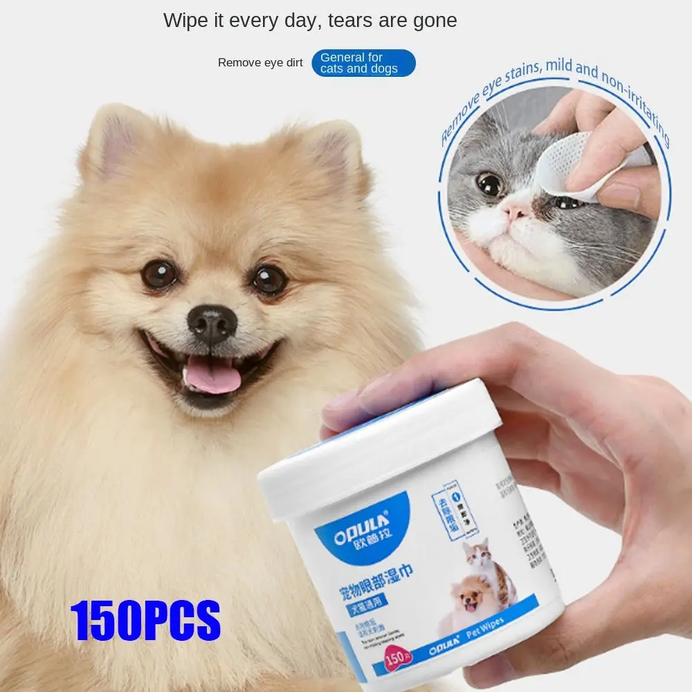 150Pcs Pet Eye Wipes Cats And Dogs Tearmark Wet Wipes Dog Cat Eyes Ears Cleaning Paper Towels Cats And Dogs Universal No Irr