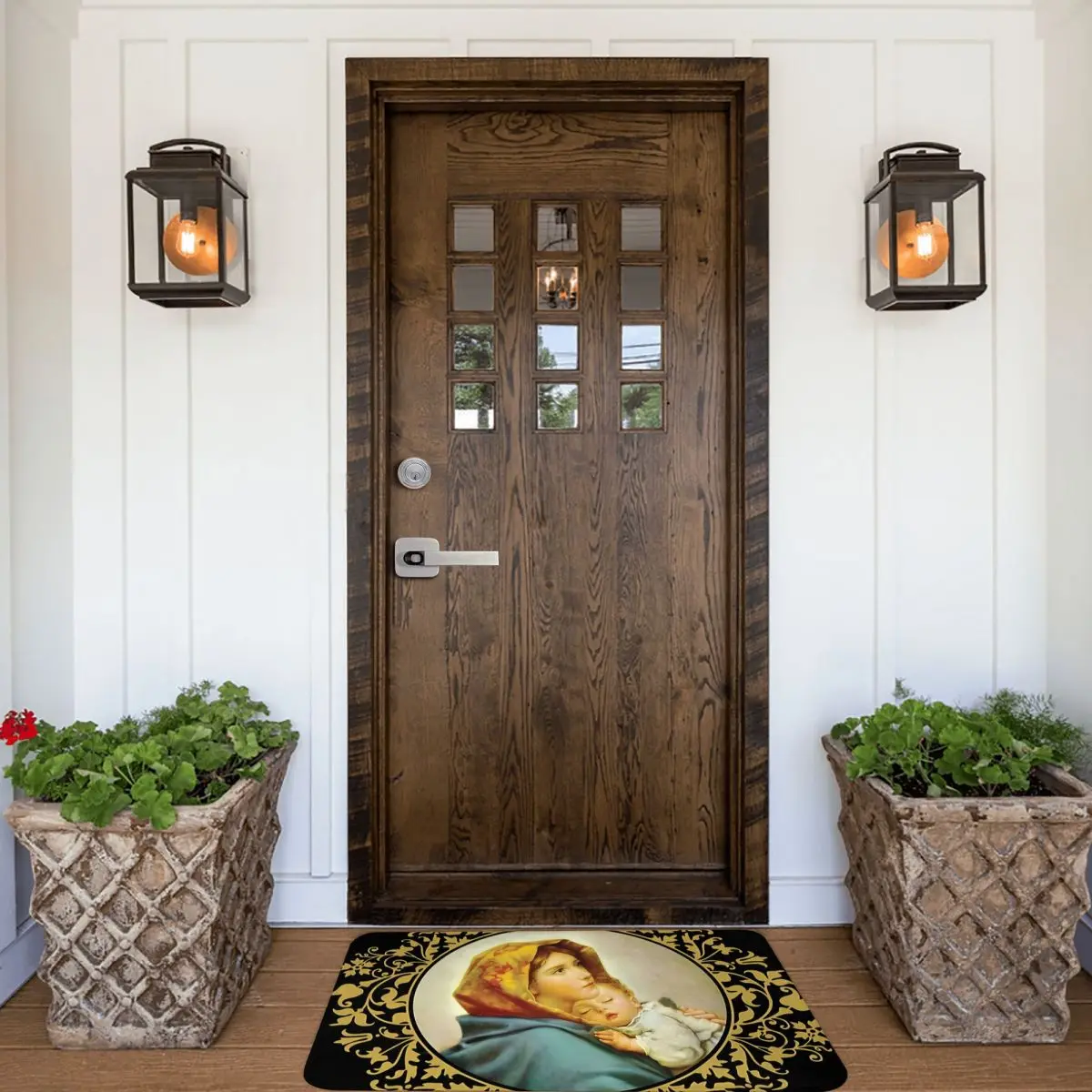 Virgin Mary With Jesus Child Non-Slip Carpet Doormat Bedroom Bathroom Mat Welcome Decor Rug