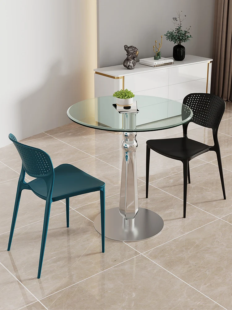 

Tempered glass circular negotiation table for meeting and home use
