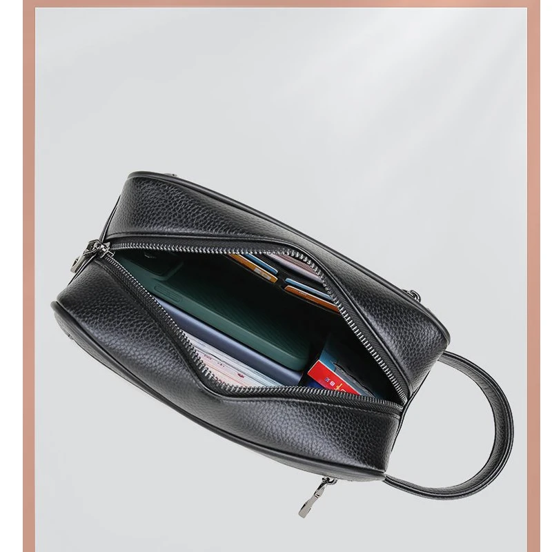 Men's Business Commuter PU Small Square Bag Solid Color Minimalist Crossbody Shoulder Handbag
