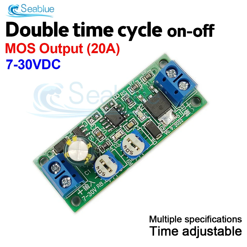 7-30V Adjustable Cycle Timer Dual MOS Trigger Cycle Timer Delay Switch Circuit Board Delay Relay Module 0-10/100S 0-30Min 0-5H