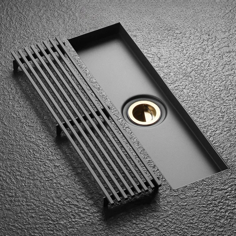 Long Strip Floor Drain Anti Odor Gun Gray Extended Stainless Steel 304 Rectangular Long Style Long Shower Room Side Row
