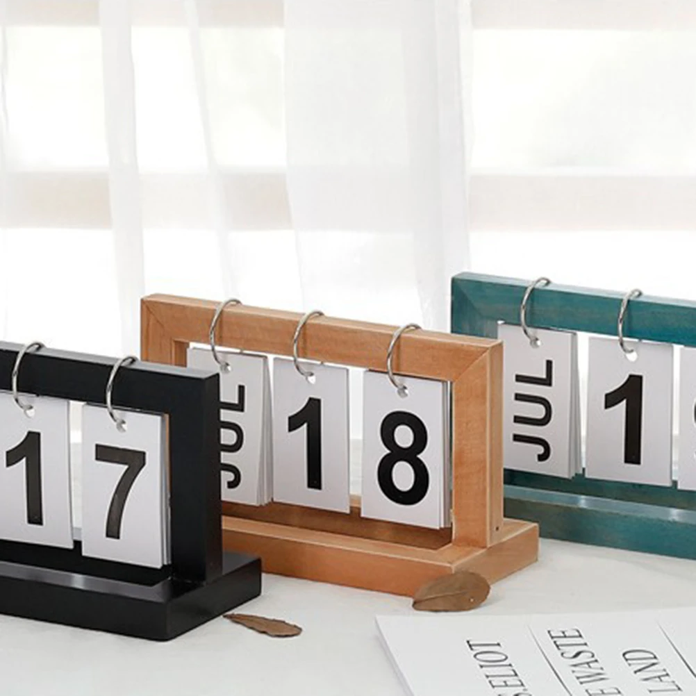 

Nordic Style Wooden Desktop Calendar Home Decoration Gift For Mother'S Day Christmas Valentine'S Day Flip Design Thick Paper