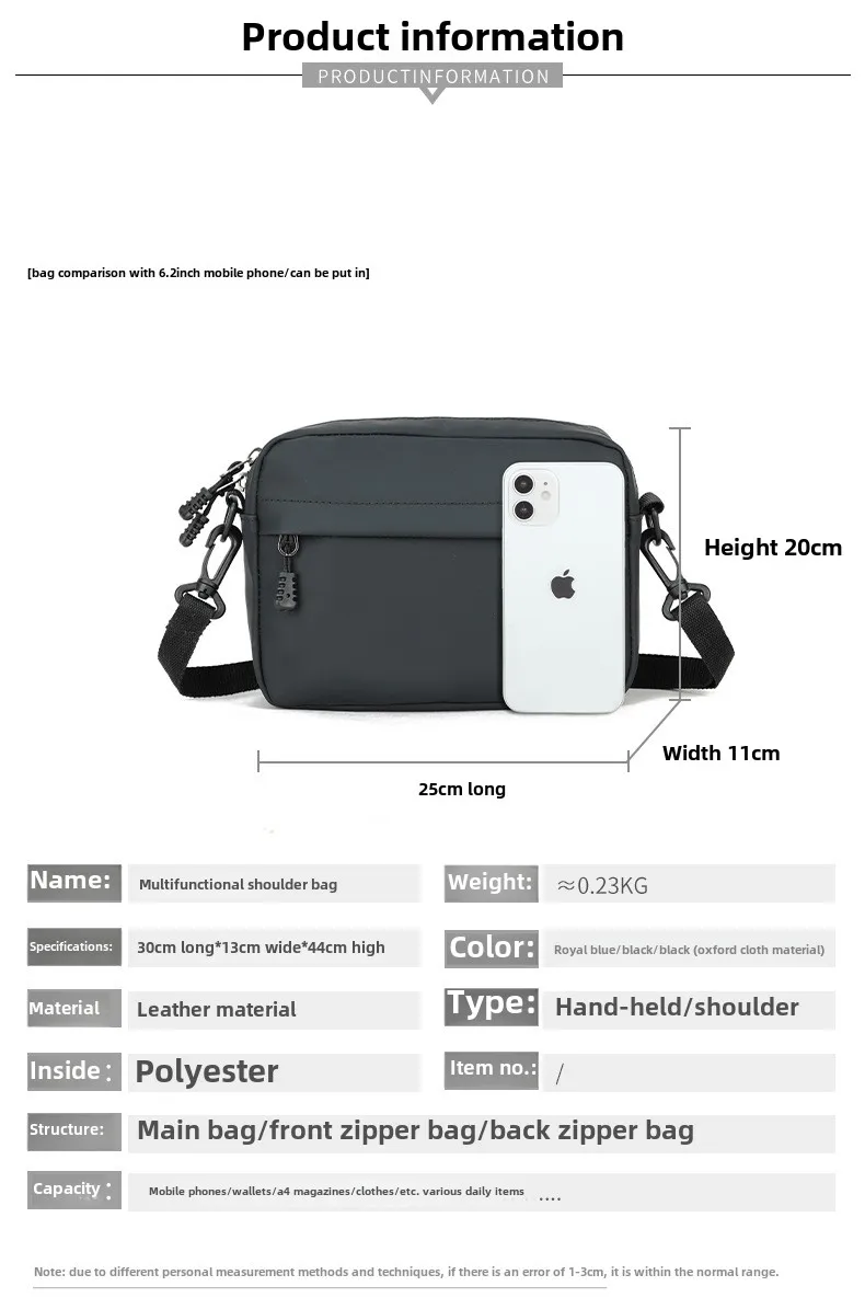 New Men's Entertainment Trendy Brand Men's Shoulder Bag Horizontal Waterproof Leisure Diagonal Small Bag