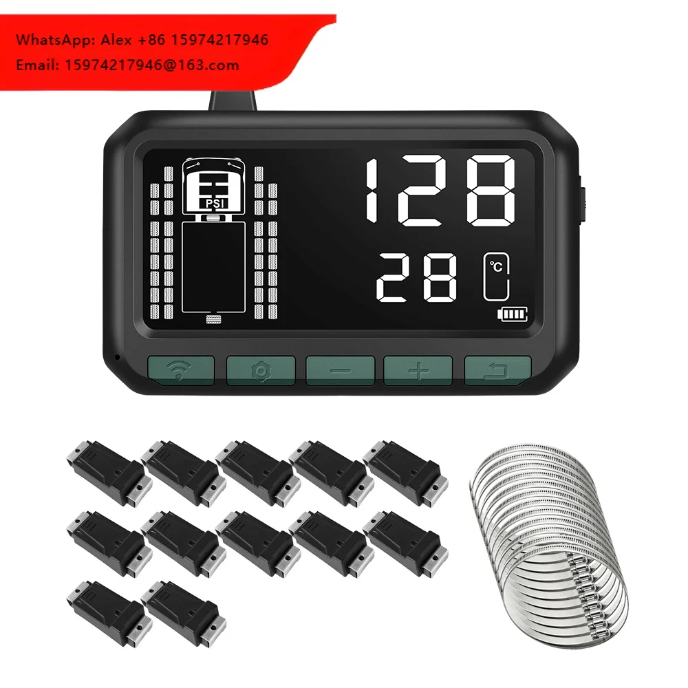 For Factory Direct Wireless Digital Truck Universal 12 Wheels Tire Pressure Monitoring System 12 Internal Sensors Model