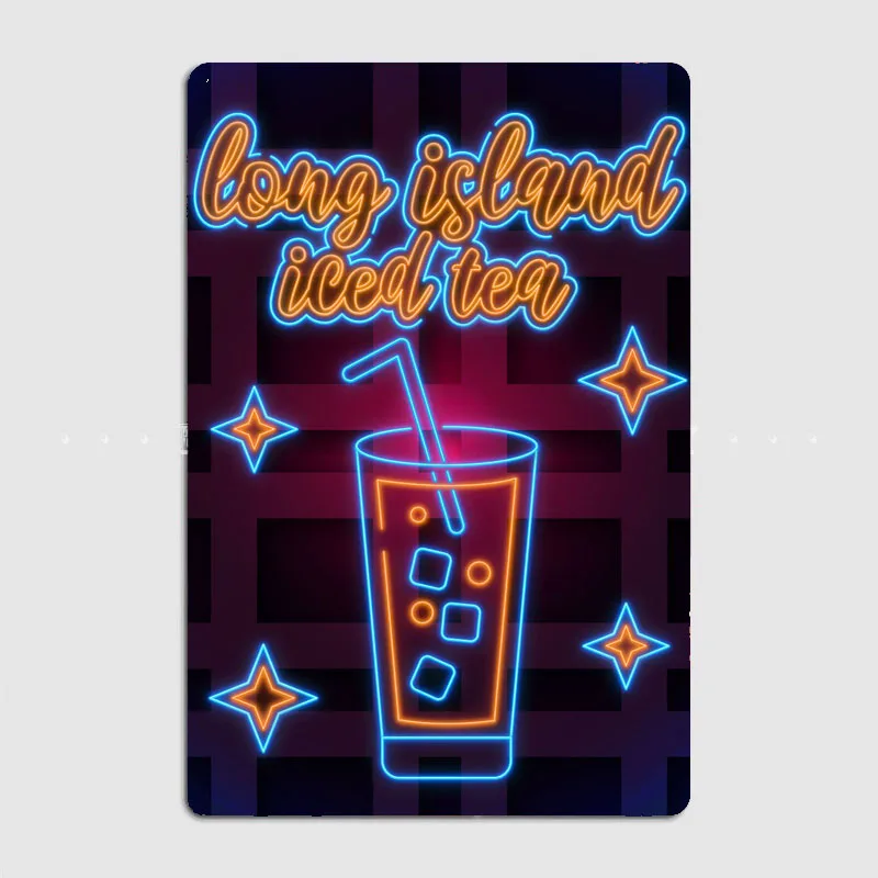 Long Island iced tea Foods And Drinks Neon Signs Metal Sign Pub Vintage Home Printing Wall Decor Tin Sign Posters Room Decor