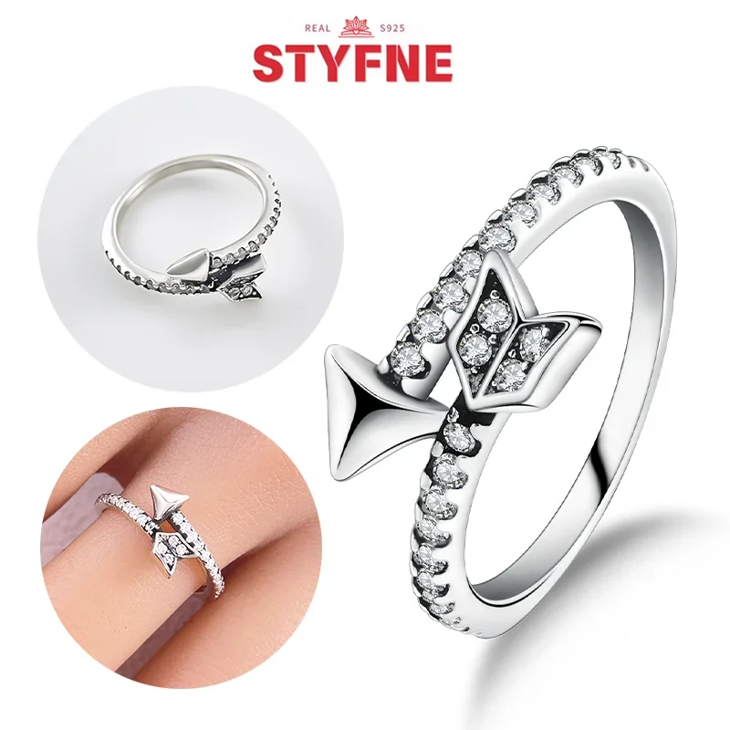 Sterling Silver 925 Love Bow Rings Valentine's Day Original Charm Rings for Women Fine Jewelry Gifts Daily Matching Trendy Rings