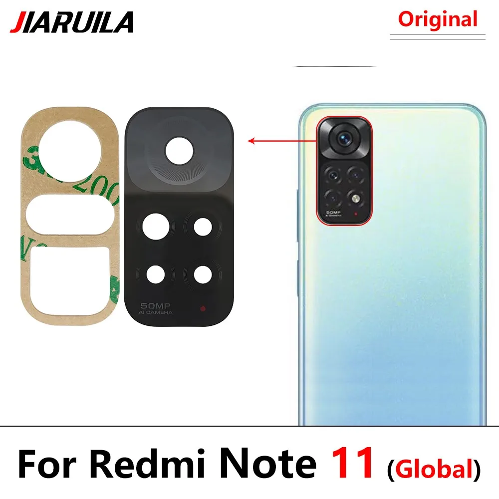 2 pezzi, obiettivo posteriore in vetro per fotocamera posteriore per Xiaomi Redmi Note 8 Pro 7 9 9S 10 11 11s Pro 10s 8T 9A 9C Mi Note 10 10T Pro con adesivo