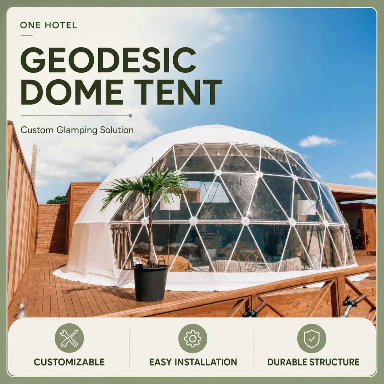 Luxury Glamping Geodesic Dome Tent Weatherproof PVC Customizable Outdoor Resort Hotel Campsite Accommodation Four-Season Custom