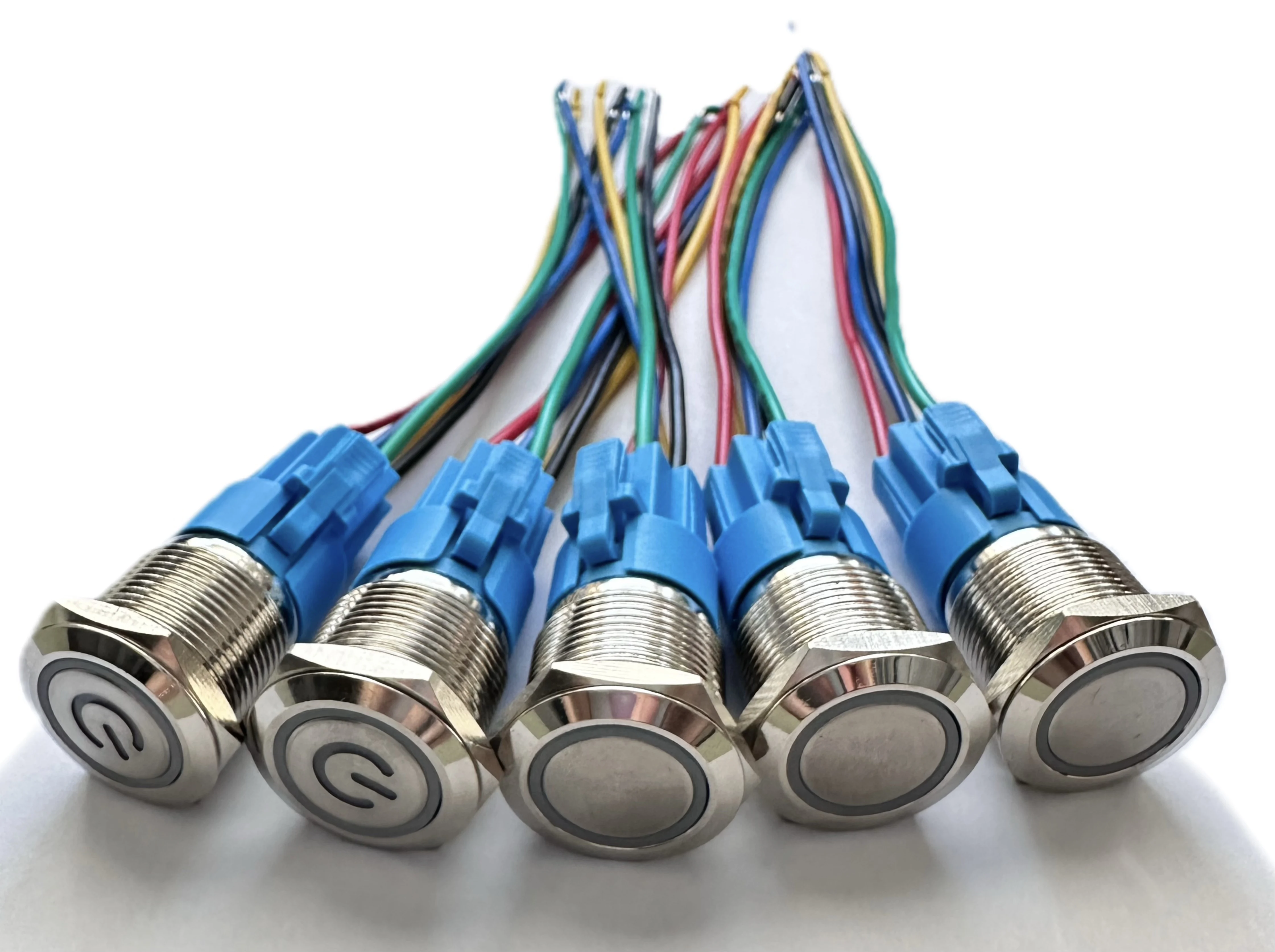 5 Stück/Set Drucktastenschalter 16mm 19mm 22mm Ein/Aus-Schalter Elektrisch Wasserdicht Weiche LED-Beleuchtung Mit 15CM Kabelanschluss – Detail 2