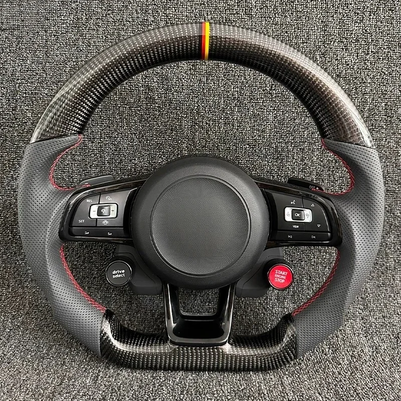 For VW Golf MK 6 7 7.5 GTI GTD GTE R Polo Customm Carbon Fiber RLine Sports Steering Wheel Leather Multi-color Accessories