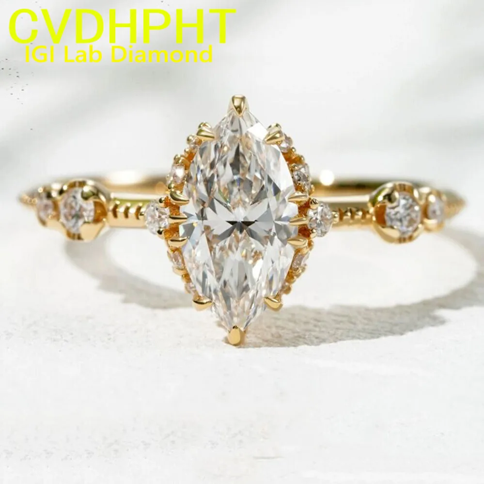 

1 2 3 4 5CT Real 14K gold IGI Lab grown Diamond Ring Marquise shape Diamond wedding ring Factory Engagement