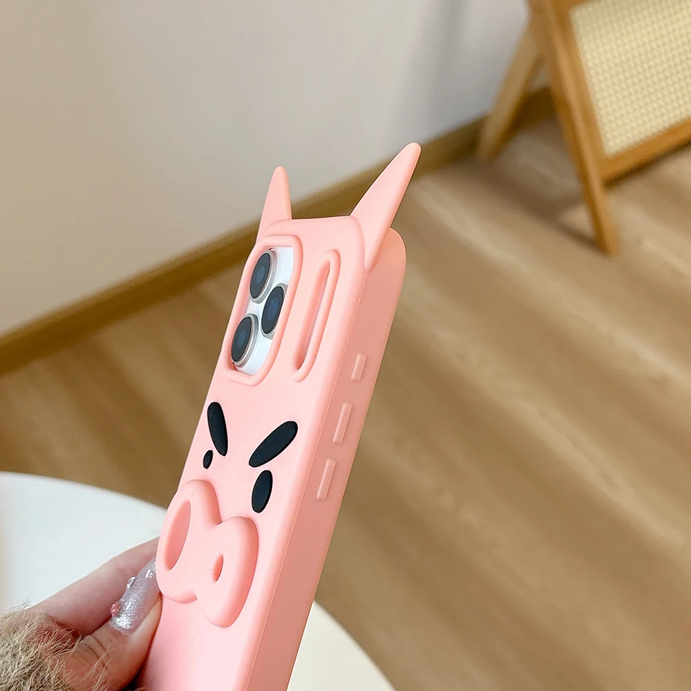 Lustige 3D-Cartoon-Ferchen-Handyhülle aus weichem Silikon mit Handschlaufe, stoßfeste Rückseite für iPhone 17 16 Plus 15 14 13 12 Pro Max – Detail 8