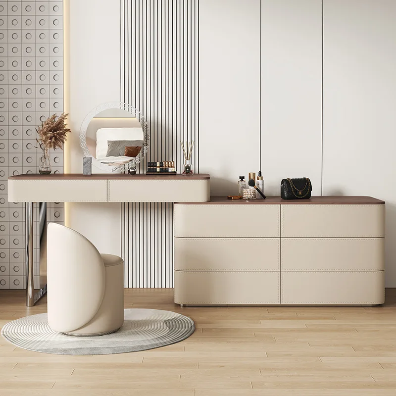 Dresser Storage Cabinet Integrated Bedroom Bedside Bucket Cabinet Multifunctional Storage Solid Wood High-end Makeup Table