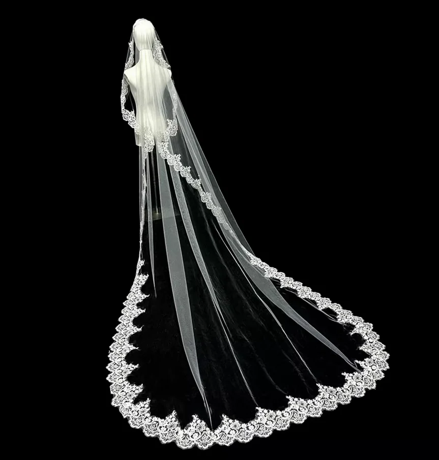 Novo véu de noiva, acabamento de renda luxuoso e resistente, cauda extra longa, perfeito para casamentos, casamentos com tema floresta e viagens