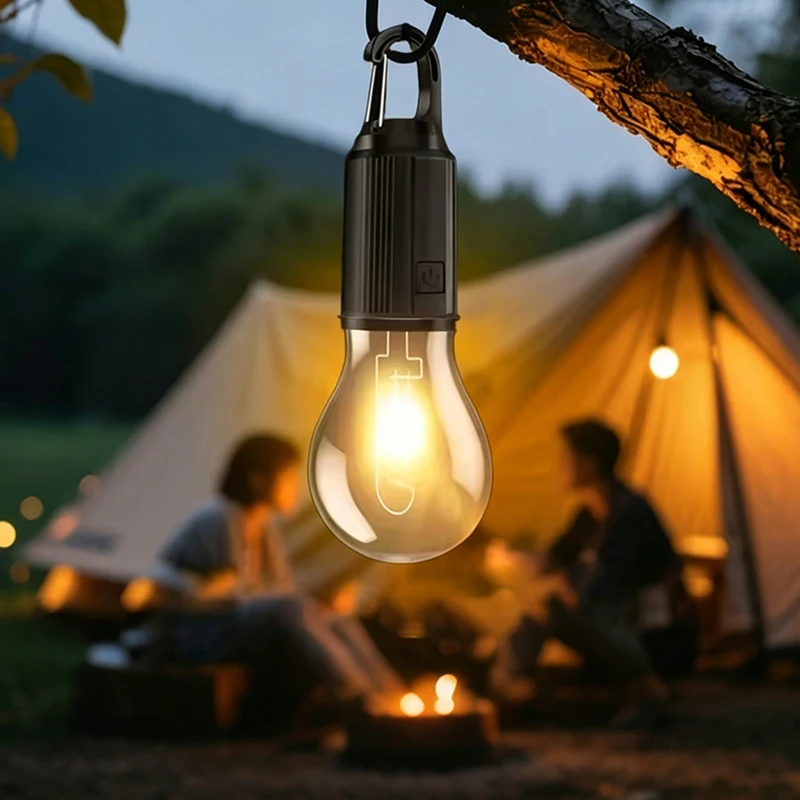USB&Solar Power Retro LED Portable Hanging Bulb 3 Brightness Modes Camping Lighting for Camping Hiking Fishing