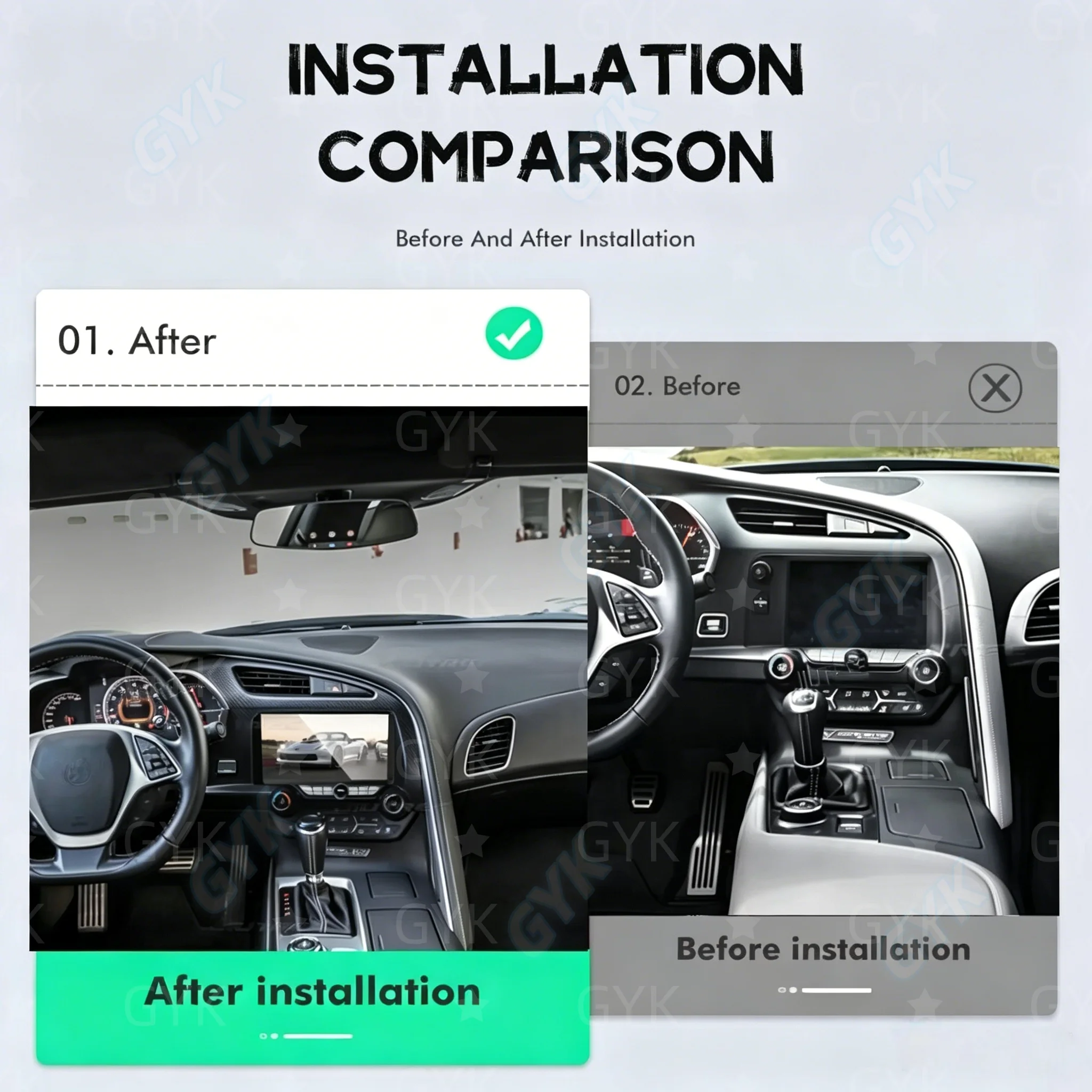 10 inch Multimedia For Chevrolet Corvette C7 Stingray 2003-2019 Carplay Android Player Car GPS Navigation Touch Screen Bluetooth