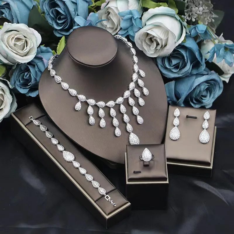 

Fashion temperament dinner accessories set necklace earrings ring bracelet four-piece set