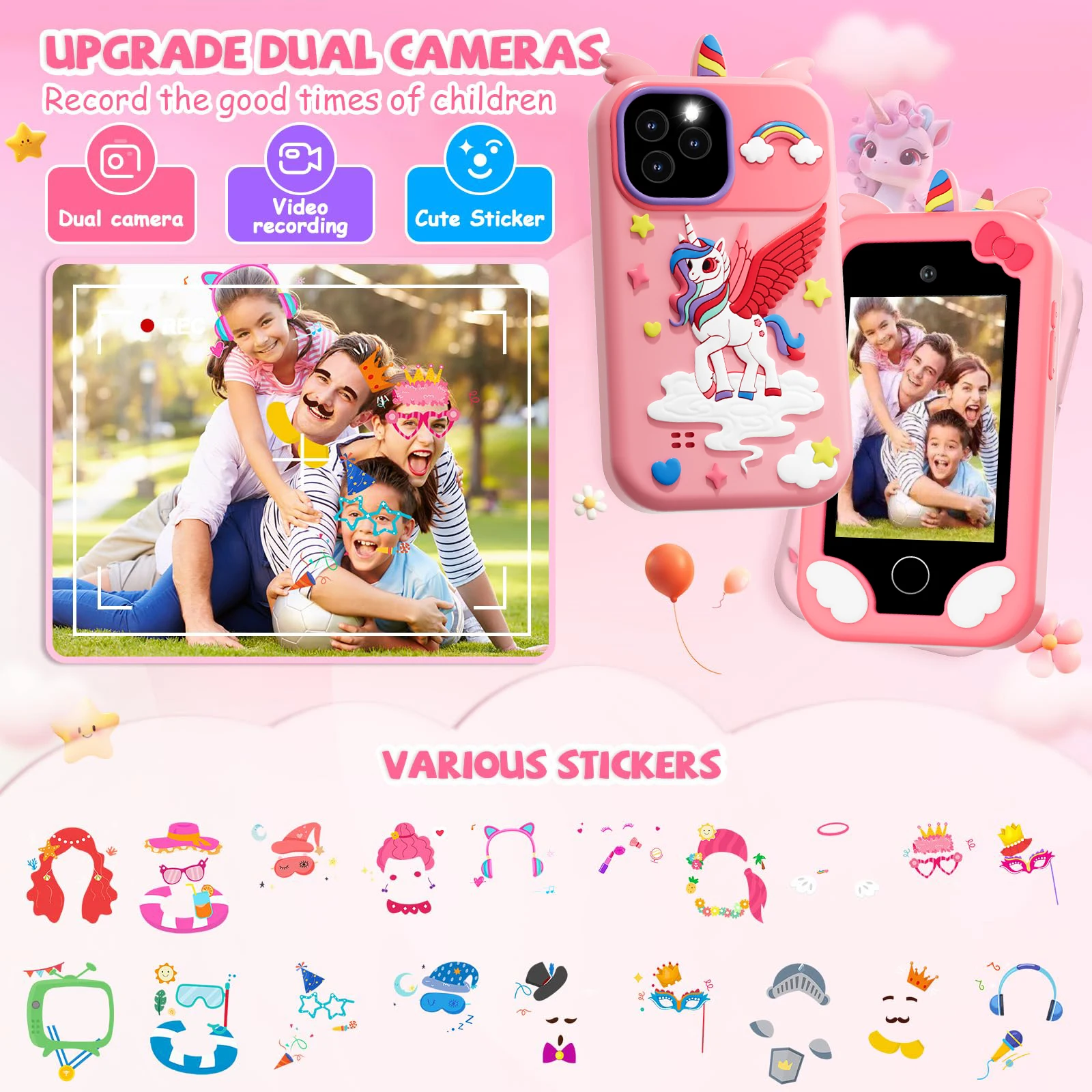 لعبة الهاتف الذكي للأطفال محملة مسبقًا مع 44 لعبة، هاتف لعبة متعدد الوظائف، هدية مثالية لعيد الميلاد وعيد الميلاد للأطفال.