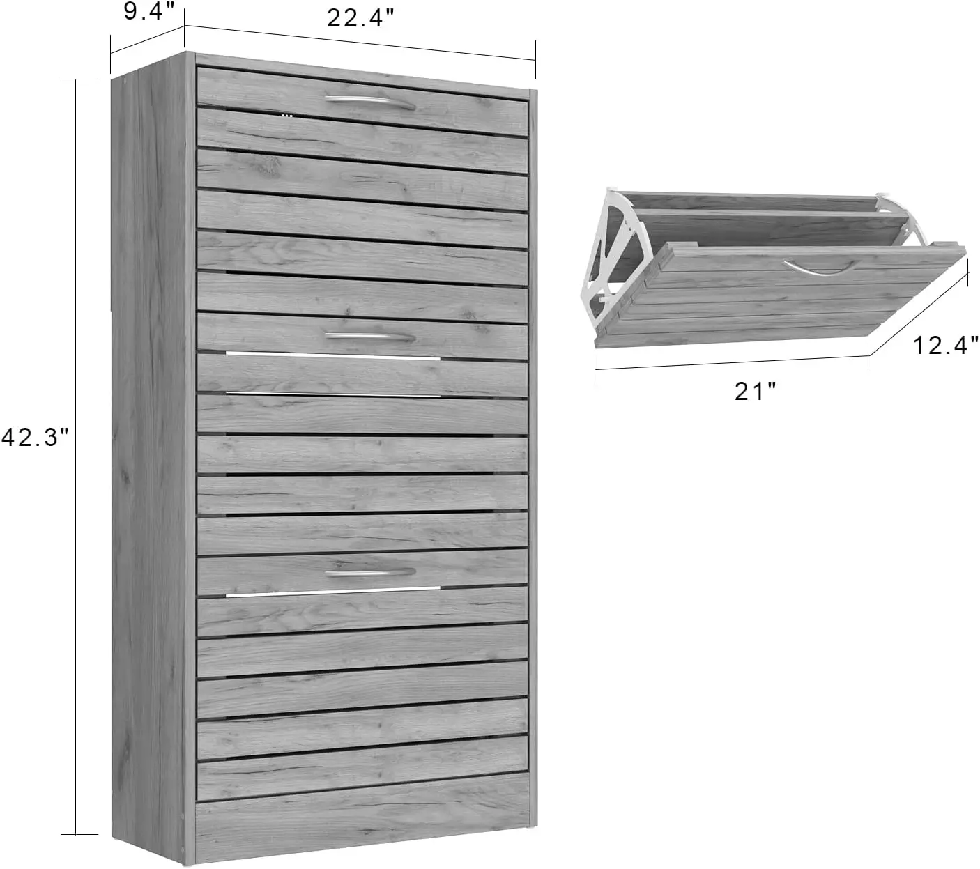 

3-Drawer Shoe Storage Cabinet with Ventilate Doors, Wood 3-Tier Shoe Rack Organizer for Entryway, Hallway,