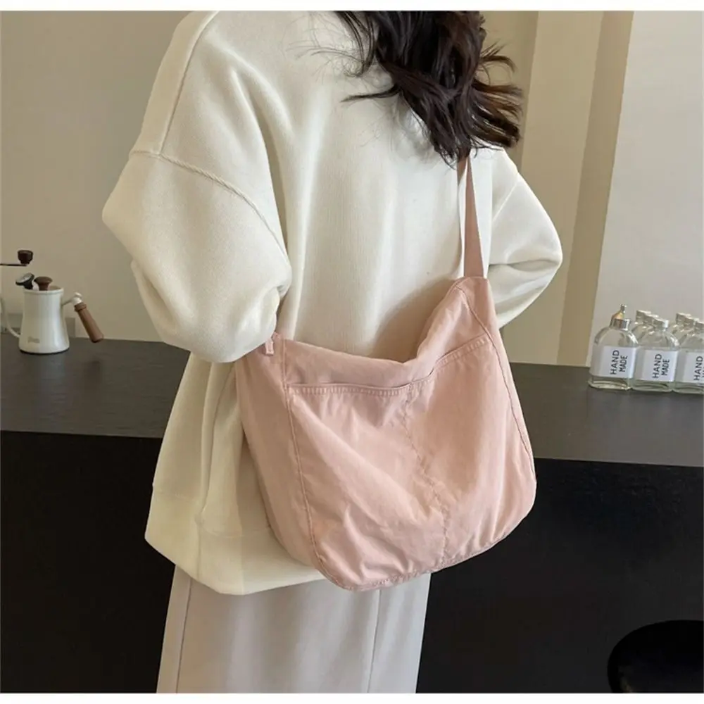 Women Girls Crossbody Shoulder Bags Fashionable Solid Color Nylon Bags Tote Bag Outdoor Travel Ultra-large Capacity Bags