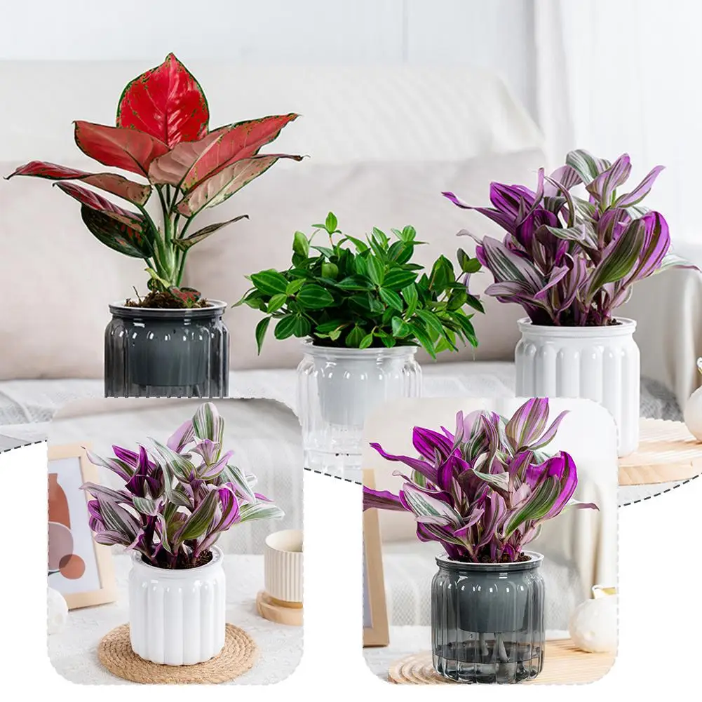 NEW High-end Hydroponic Plants Pot Self Watering Flowerpot Indoor Plastic Vase Mini Pot Succulent Self-watering Planter Tab U7Q2