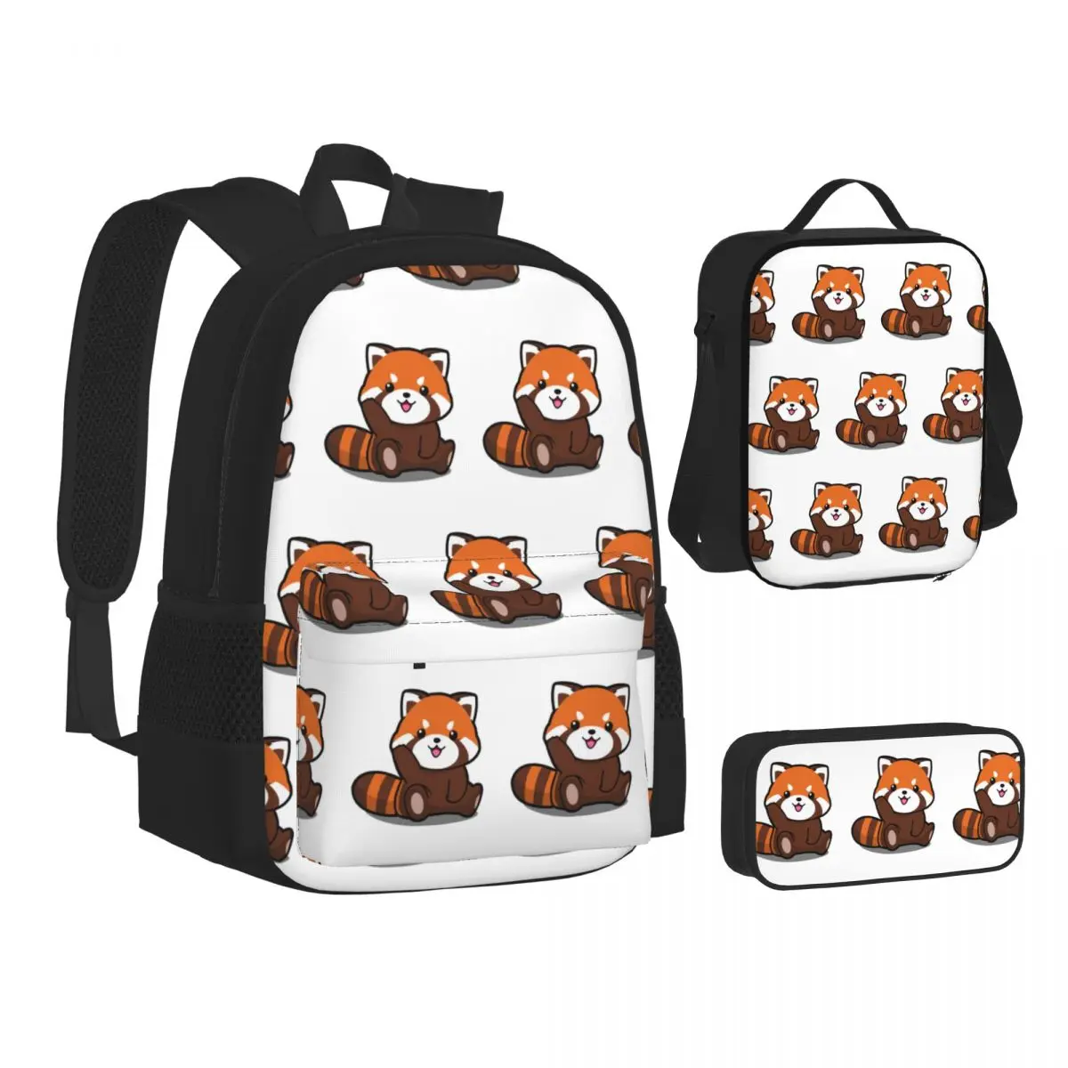 

Red Panda Animal Backpacks Boys Girls Bookbag Children School Bags Kids Rucksack Lunch Bag Pen Bag Three-Piece Set