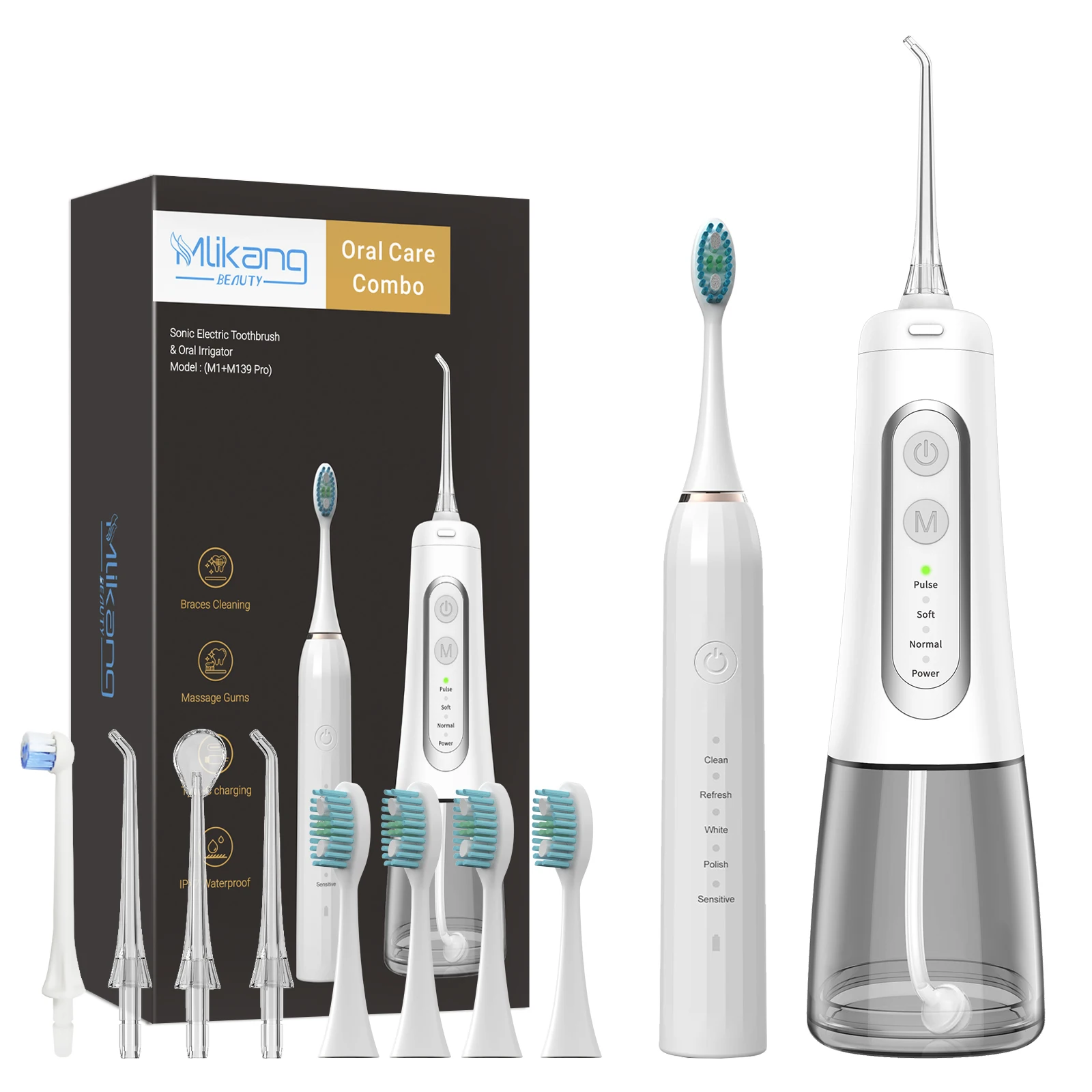 

Rechargeable Oral Irrigator Waterjet for Outdoor Use Combo Water Flosser and Electric Toothbrush Set