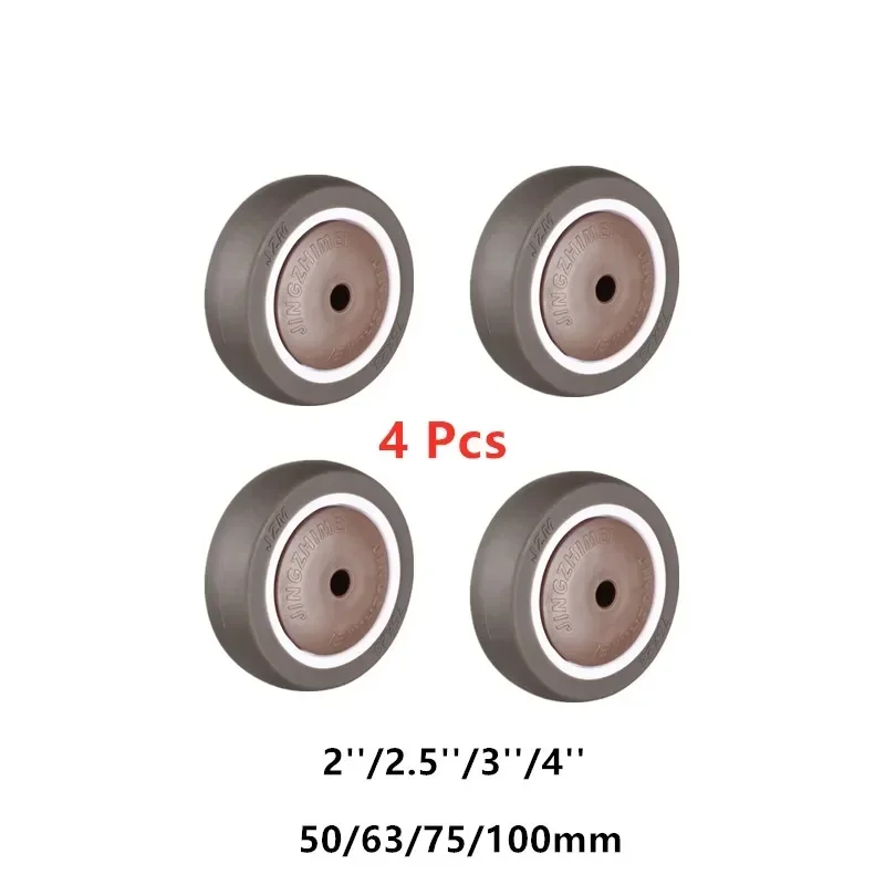 4 Pcs/Lot Castor 2''/2.5''/3''/4''Single Wheel TPR Rubber Roller Abdominal Muscle Caster Piece Bearing for Chair Desk Table