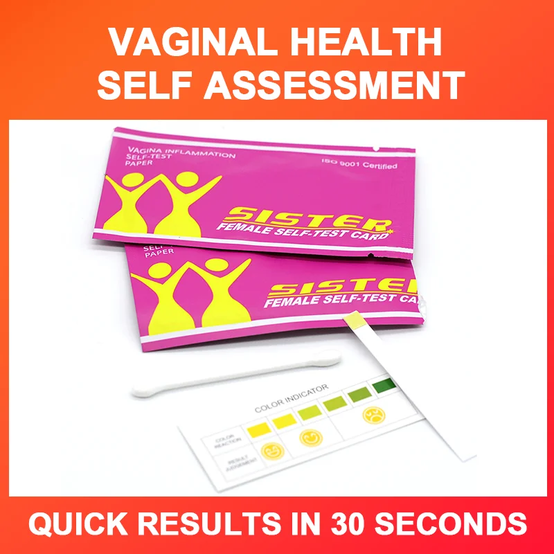 100 Pcs Sister Female Health Self Test Card Vagina PH Strips Intimate Gynecologic Inflammation Self-test Paper Kit W/Cotton Bud