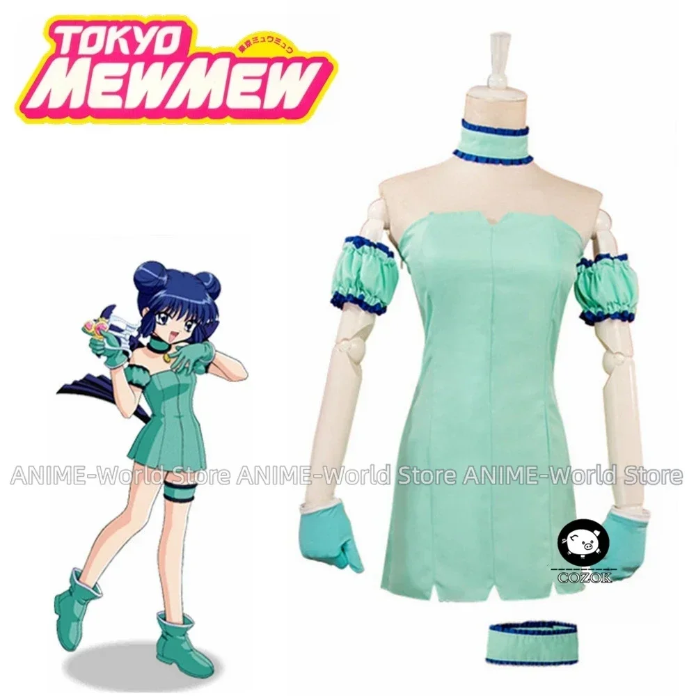 

Anime Tokyo Mew Mew Minto Aizawa Cosplay Costume Green Dress Cutome-Made Party Halloween Costume