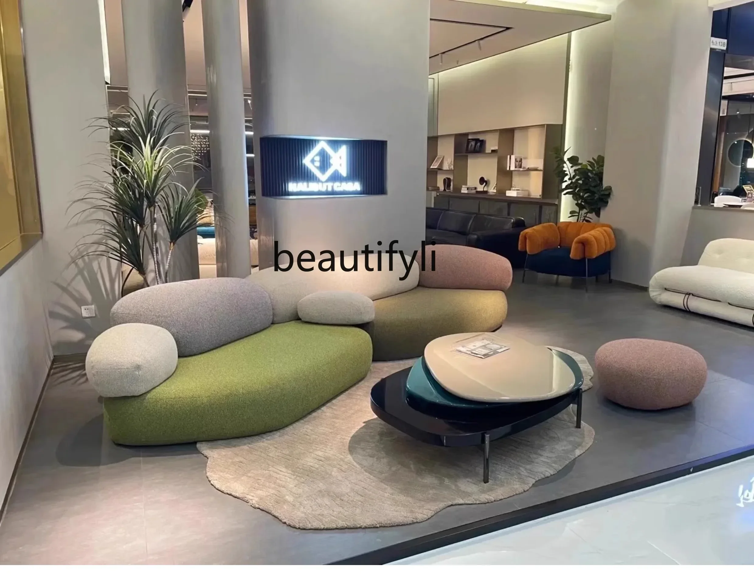 Italian minimalist, living room rotating household coffee table size light luxury, tea table