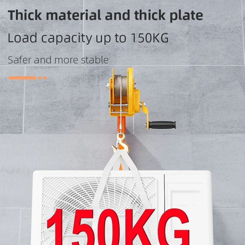Professional Air Conditioner Lifting Tool with Manual Winch Hoist for AC Outdoor Unit Removal Heavy Duty Adjustable Bracket Lift