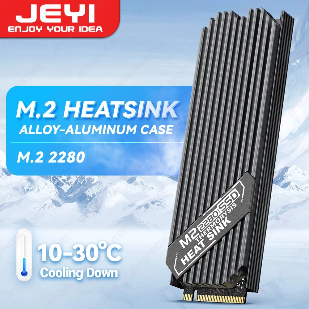 

JEYI M.2 2280 SSD Heatsink SSD Aluminum Cooler NVMe Radiator with Thermal Silicone Pad for PS5 PC PCIE NGFF Solid State Drive