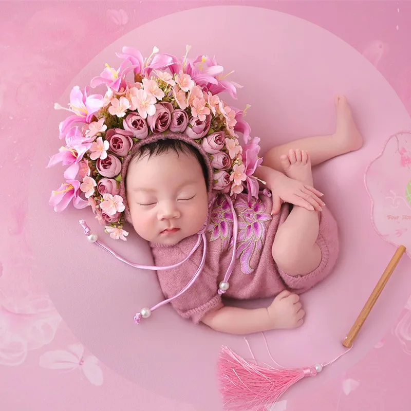 

❤️ Одежда для фотосъемки новорожденных, шляпа с цветком + комбинезон, 2 шт./компл., аксессуары для детской фотосессии, студийная одежда для детской съемки, наряды