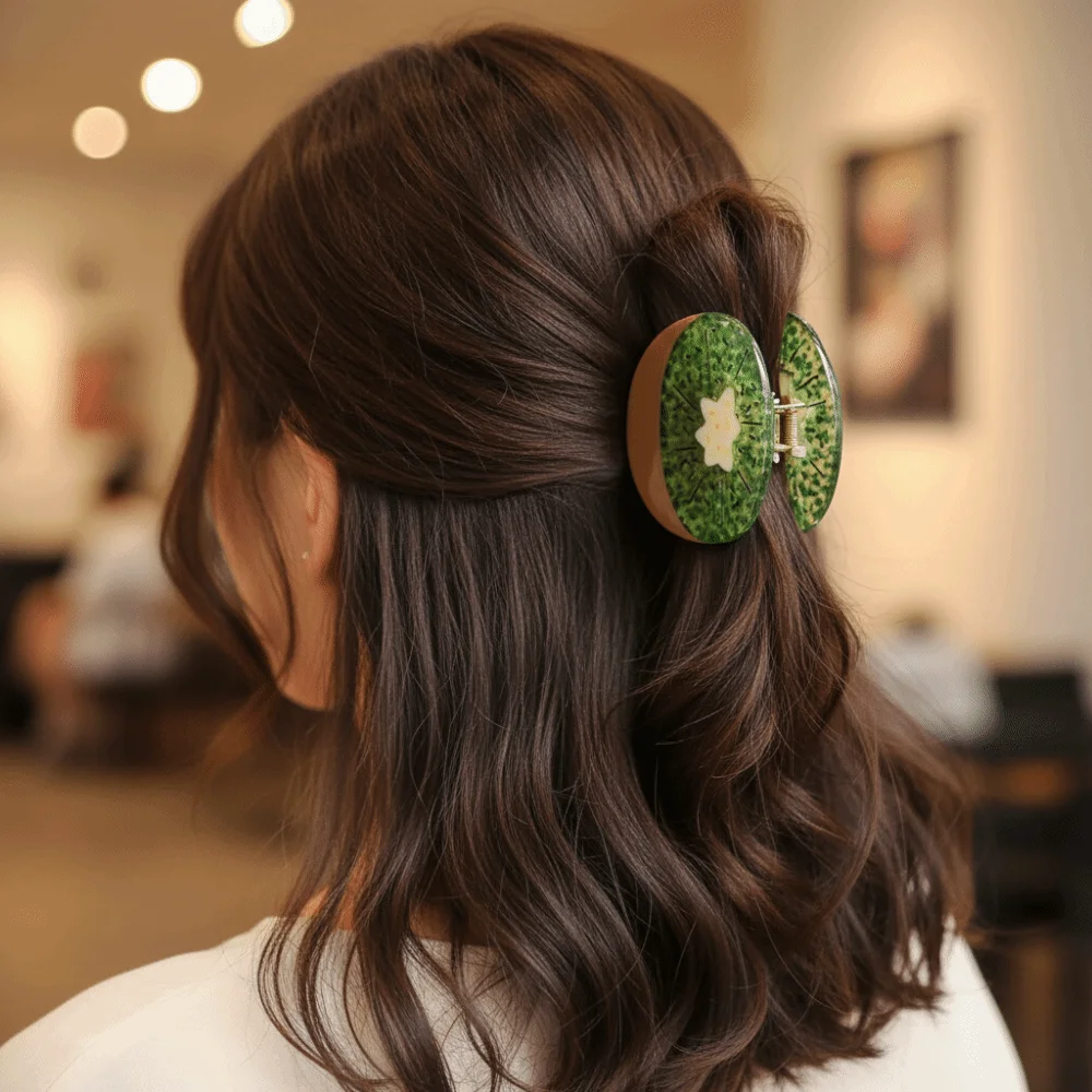 

New Non Slip Fruit Hair Claw Secure Hold Grape Acetate Hair Clips Minimalist Playful Shark Hair Grip Everyday Hairstyle