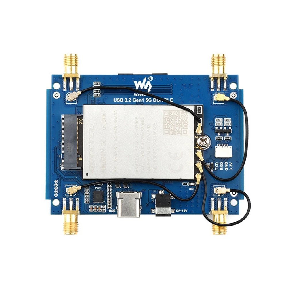 

AAAE USB 3.2 Gen1 5G DONGLE Expansion Board with 4 Antennas Aluminum Alloy Shell Supports M.2 Key B Interface
