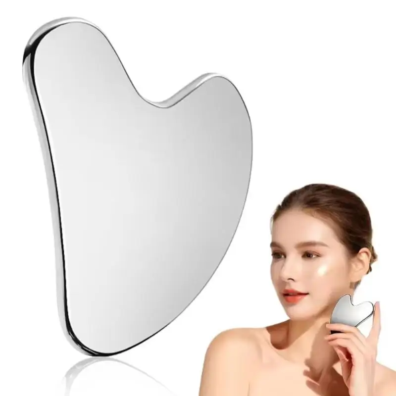 Stainless Steel Gua Sha Scraper Heart Shape Universal Face Massager Tool For Facial Beauty Eye Massage