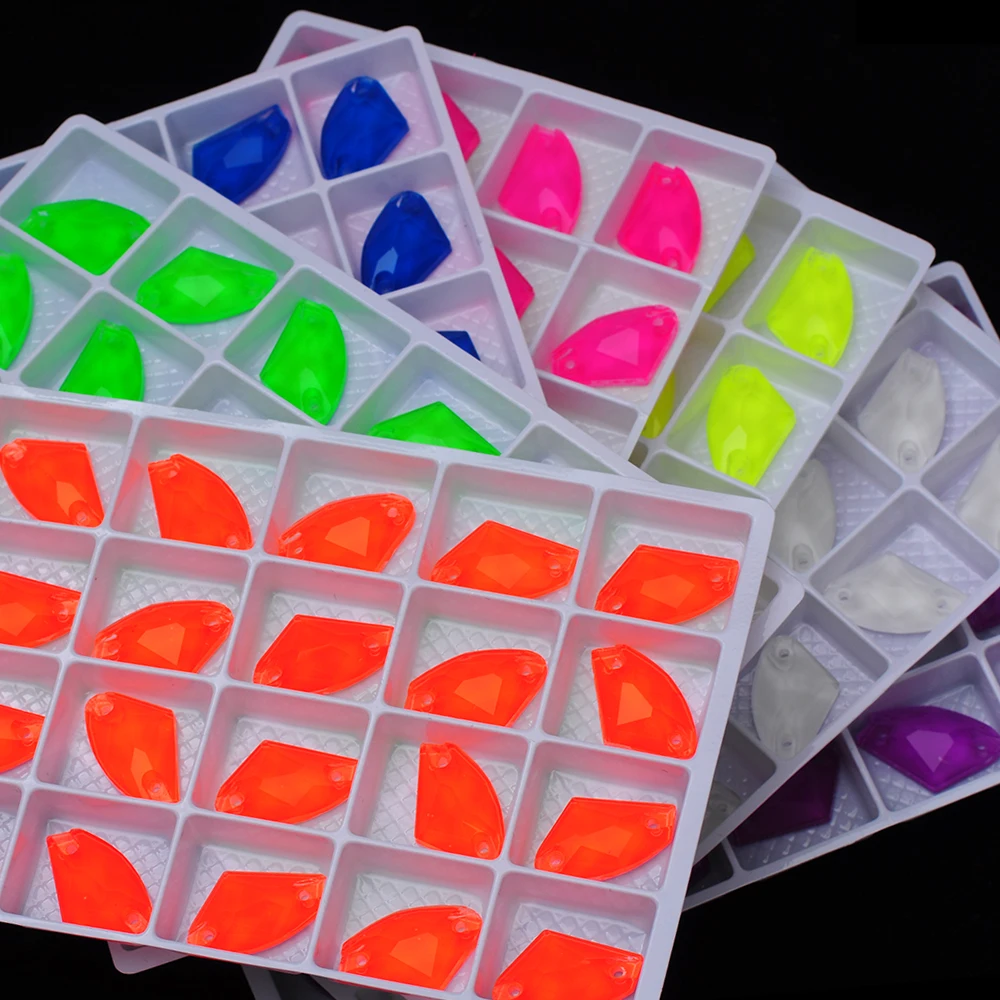 Neonfarbene K9-Glassteine mit galaktischen Kanten und Facettenschliff, flache Rückseite, Strasssteine zur Dekoration von Hochzeitskleidern, aufnähbare Kristalle – Detail 4