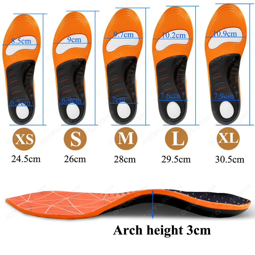 KOTLIKOFF Orthopedic Sport Insole Men Women Comfort Sneaker Flat Feet High Arch Support Orthotic Insoles Plantar Fasciitis Sole