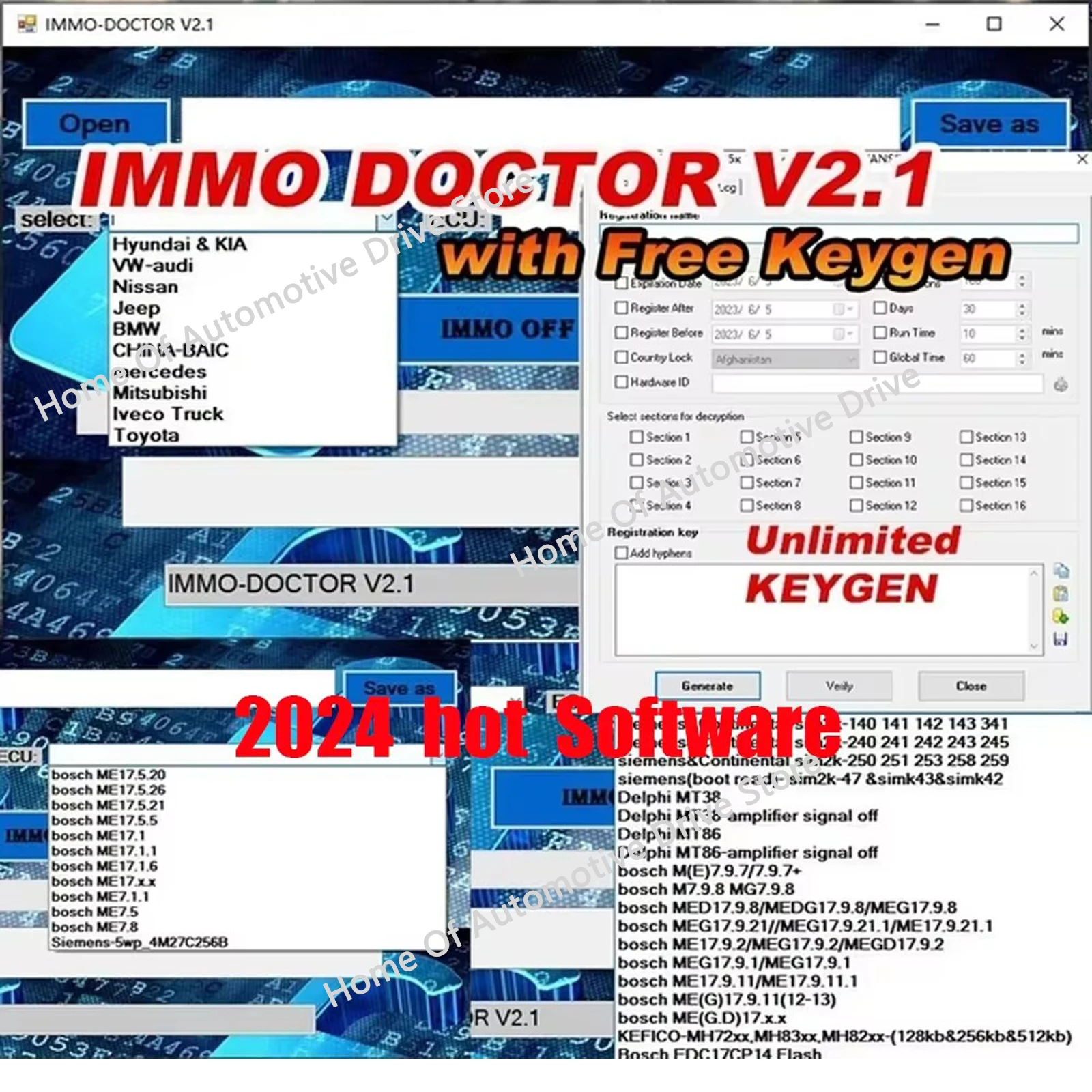 

2024 Hot IMMO DOCTOR V2.1 With Unlimited KEYGEN MULTI BRAND Immo Off Software ECU Chip Tuning for sim2k MT38 ME 17.9.2 MED17.9.8