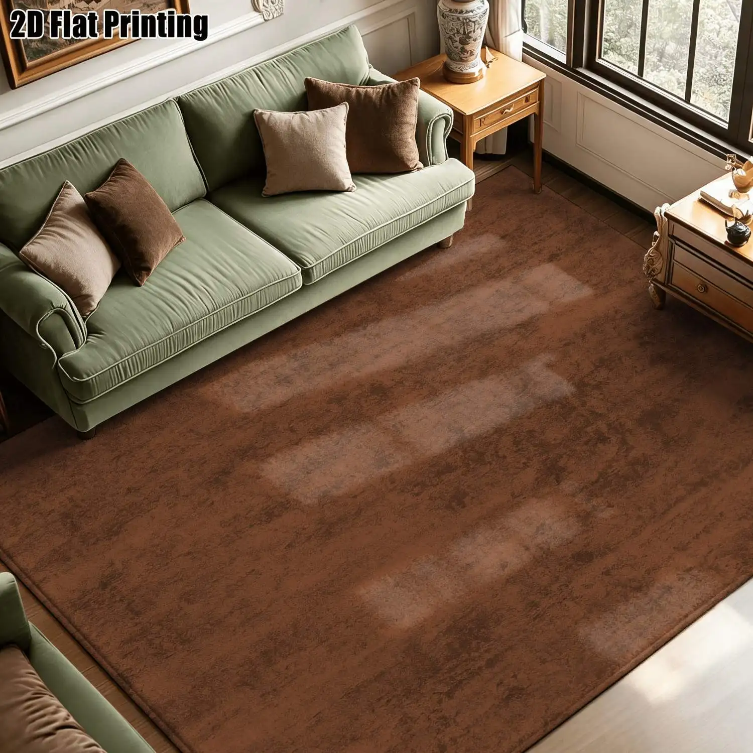 1Pc 2D Printed Carpet: Retro Brown Wood Texture, Nordic/Instagram/European Vintage Minimalist Style, Machine Washable Multi-Size Home Decor Floor Mat for Entryway, Dining Room, Foyer, Bedroom, Living Room