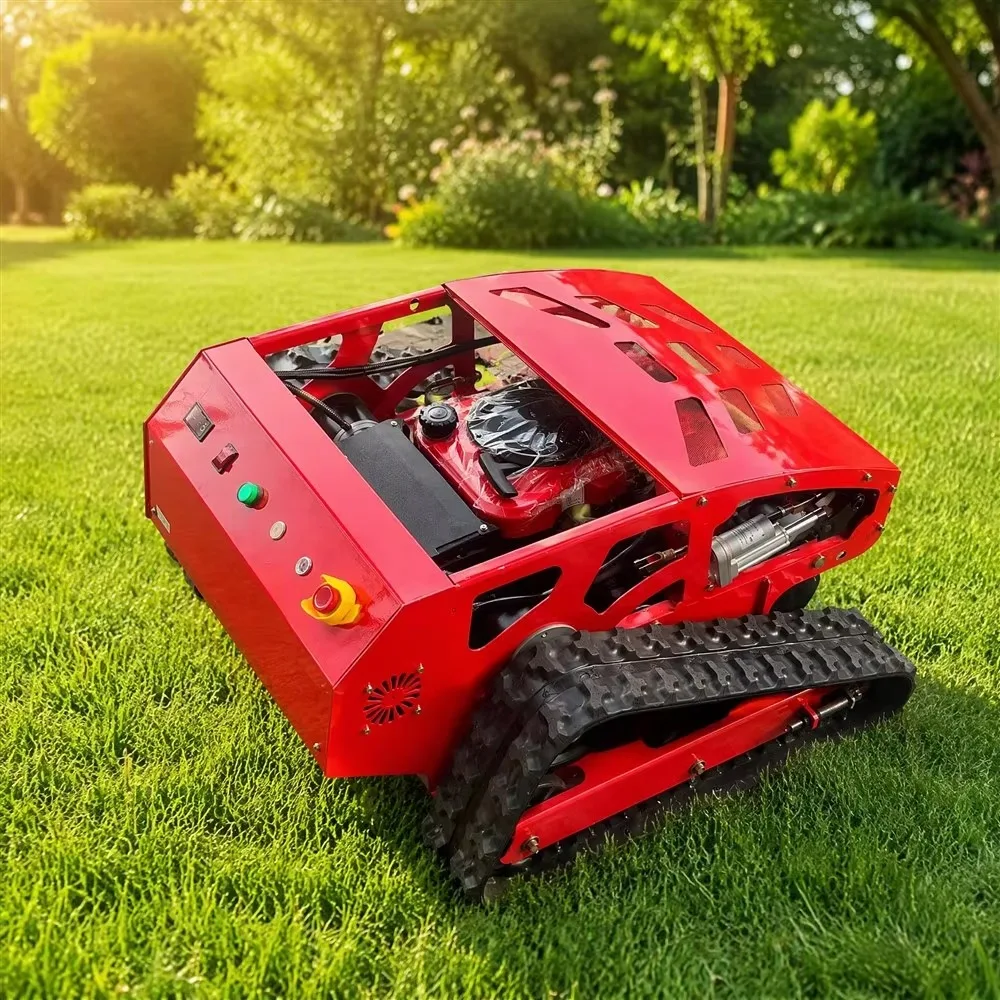 Industrial Small Agricultural Crawler Lawn Mowing Robot & Orchard Weeding Mower with Petrol Engine and Remote Control