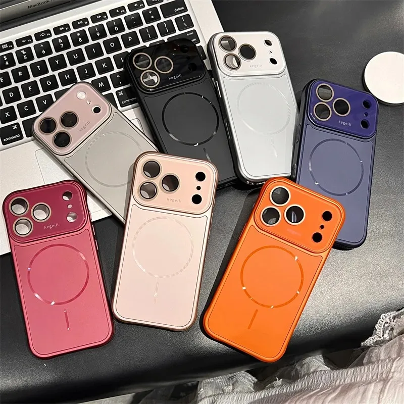 AG Large Window Magnetic Phone Case For iPhone 17 16 15 14 13 18 Pro Max For Magsafe Luxury Shockproof Back Cover