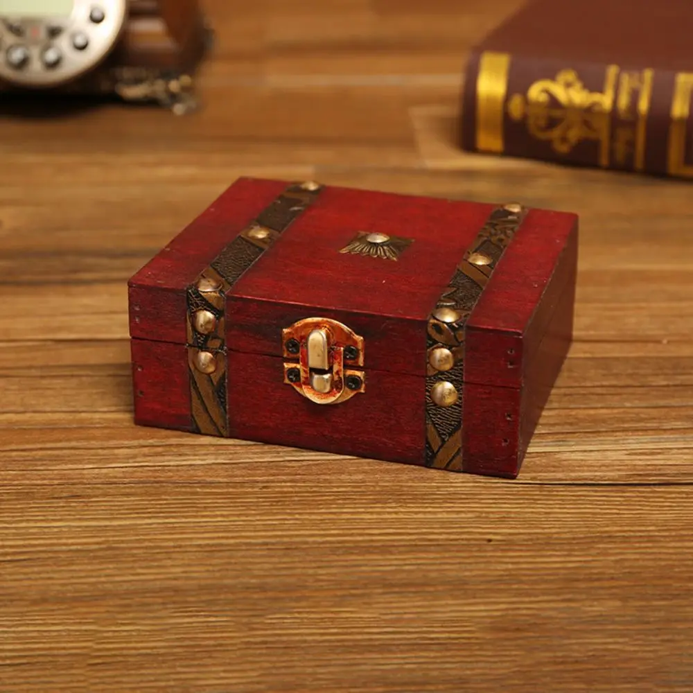 With Lock Wooden Antique Storage Box Multiple Sizes Jewelry Display Vintage Jewelry Organizer Dust Prevention Portable