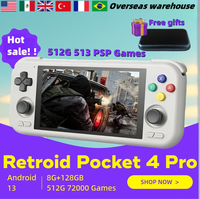 Retroid Pocket 4 Pro 4.7 Inch Video Game 8G+128GB RP4 Handhelds Retro Player Console PSP PS2  Android13 WiFi 6.0 BluetoothGift