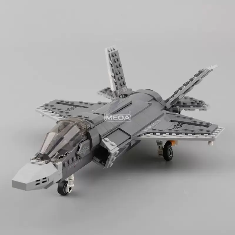 

Военная серия F35 Fighter Air Battle Plane Строительные блоки через Battlefield DIY Креативные игрушки для детей Подарок на день рождения
