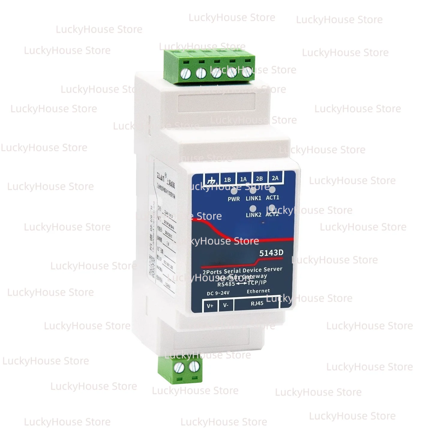 ZLAN5143D Serial Server RS485 to Ethernet TCP IP Serial Port Module DIN Rail MQTT Modbus Gateway