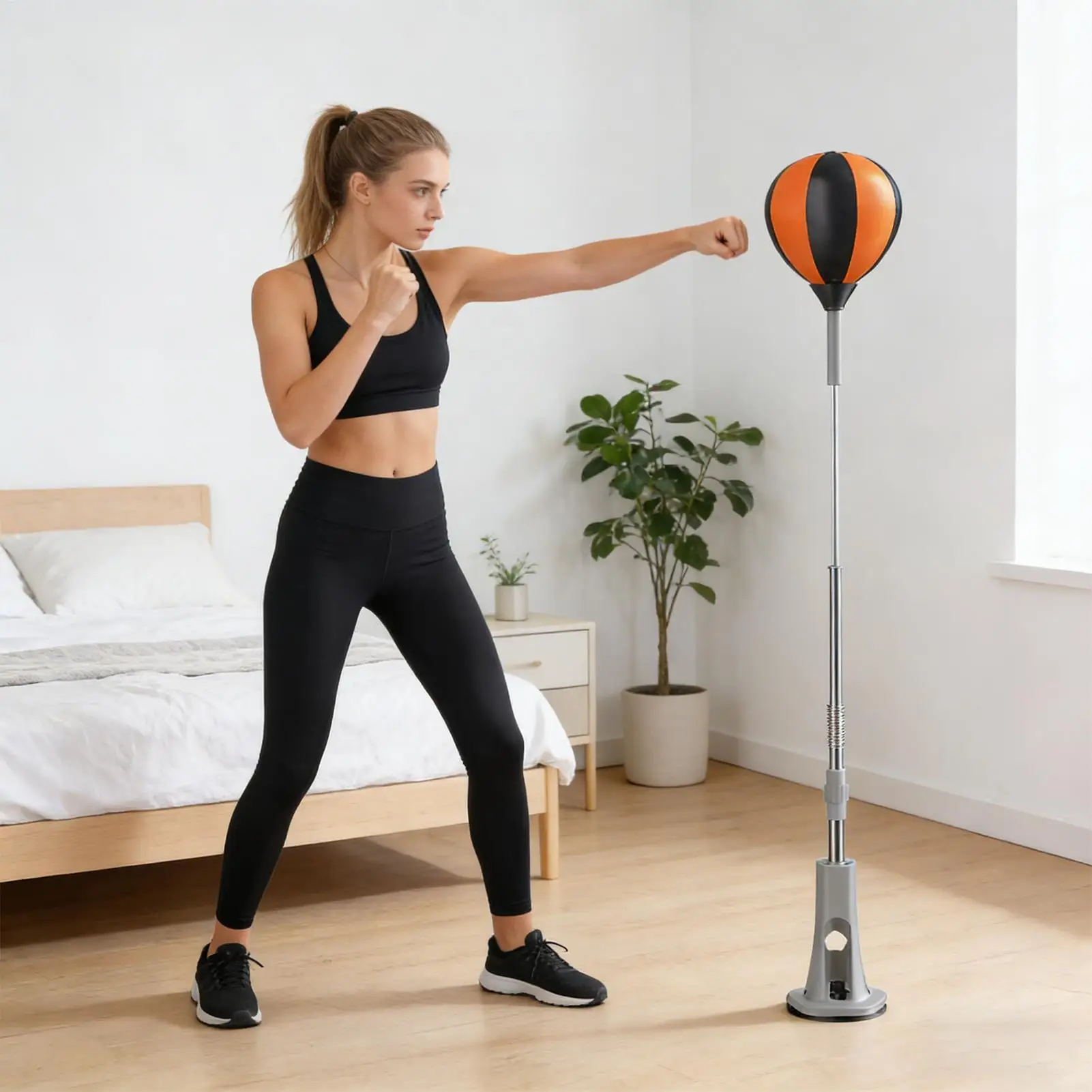 Punching Bag With Stand Boxing Trainer Suction Base Adjustable Height Punching Bag Stand For Kids Teens Home Gym Exercise