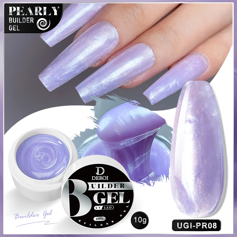 Deroi Uv Shimmer Poly Nail Gel Gel Nagellak Voor Manicure Builder Nagellak Zelfnivellerende Gel Versterker Voor Extensie 10G